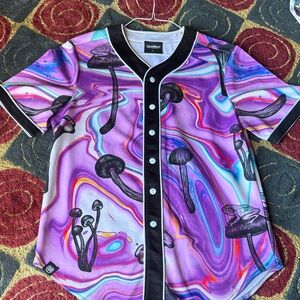 Colorful Mushroom Baseball Jersey (has some stains)